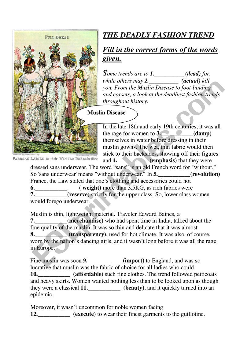 trendy fashion worksheet