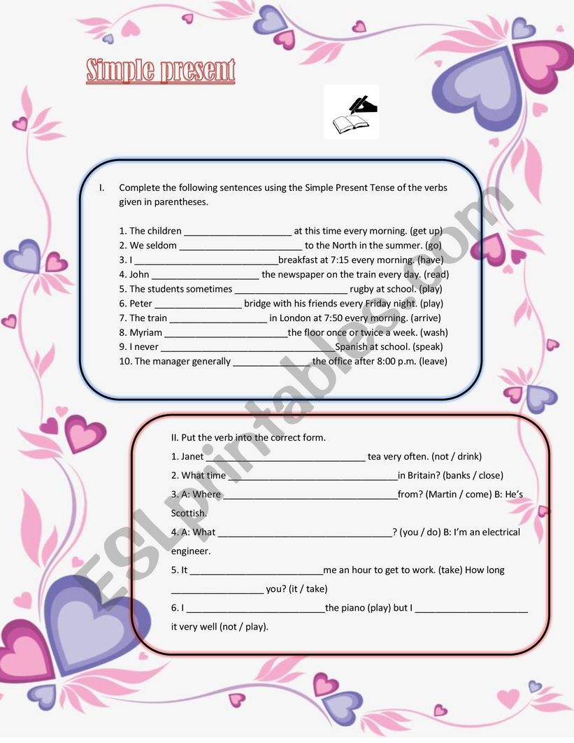 SIMPLE PRESENT worksheet