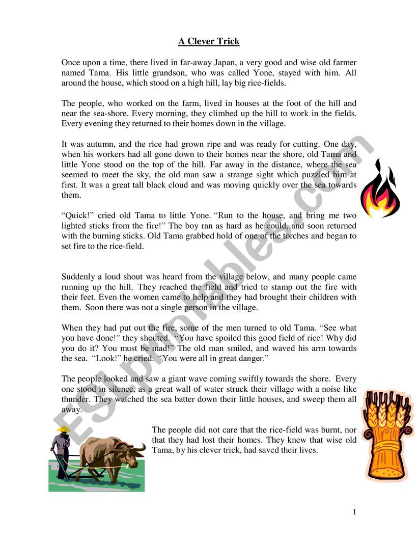 Reading Comprehension: A Clever Fire + Grammar Exercises + Writing Task