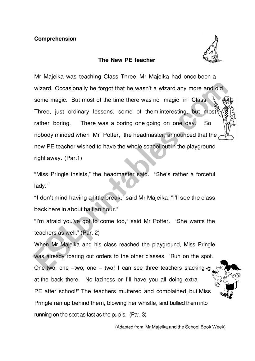 Reading Comprehesnion - The New PE Teacher