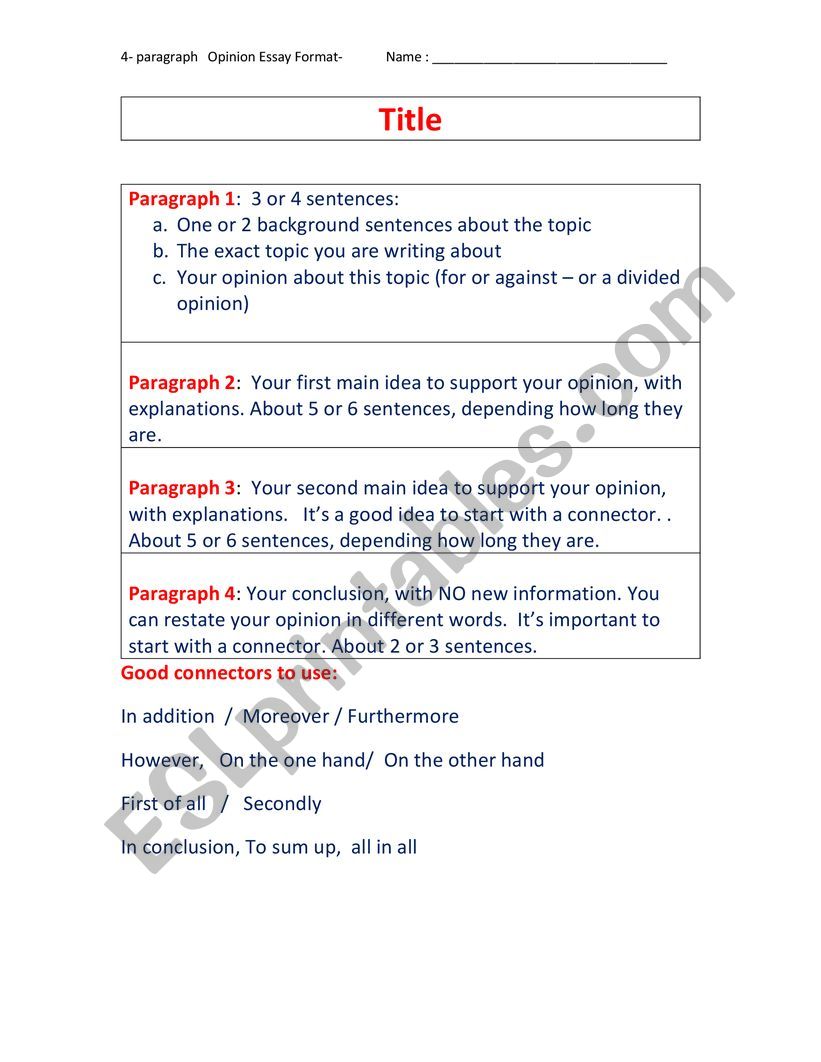 Writing a composition worksheet