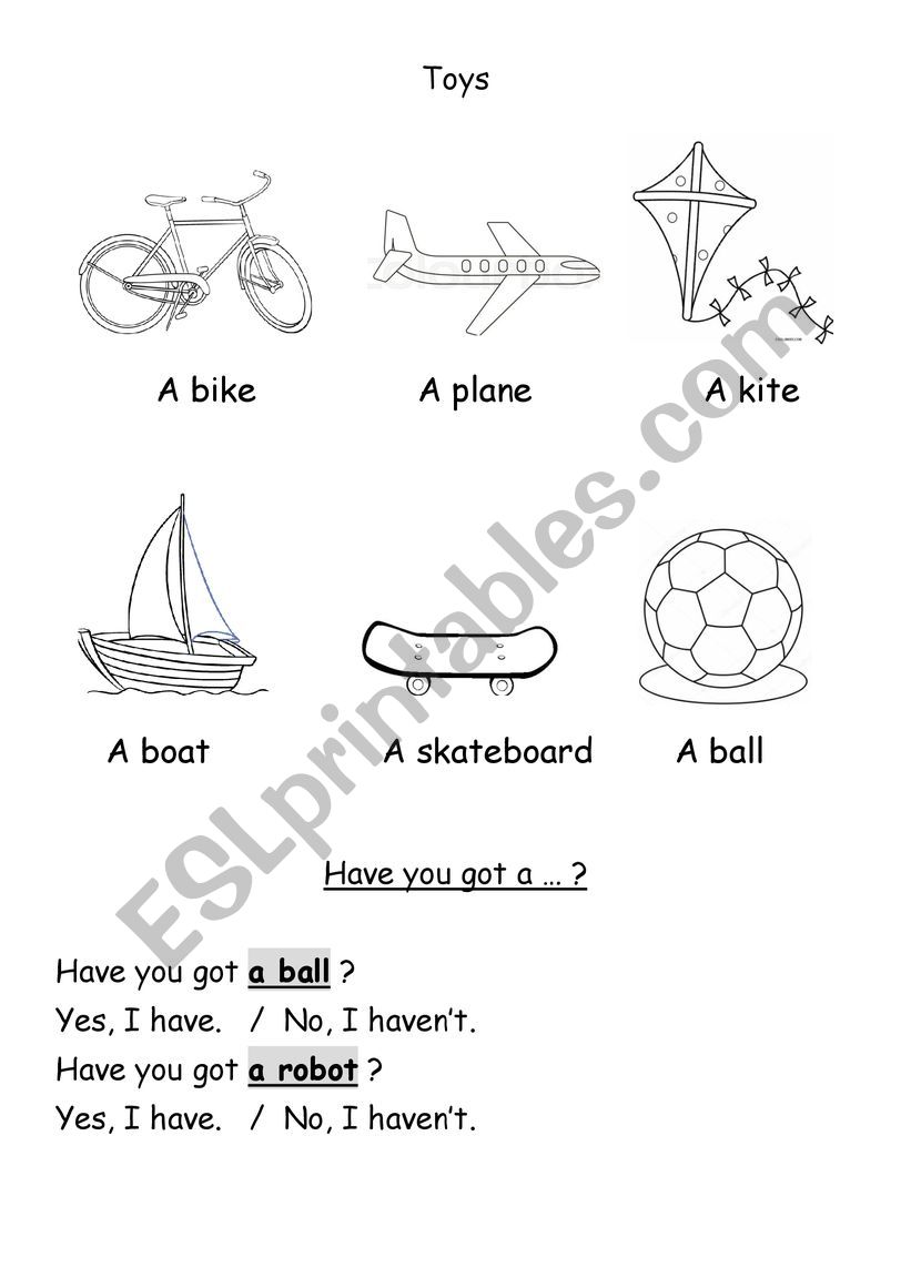 Toys worksheet