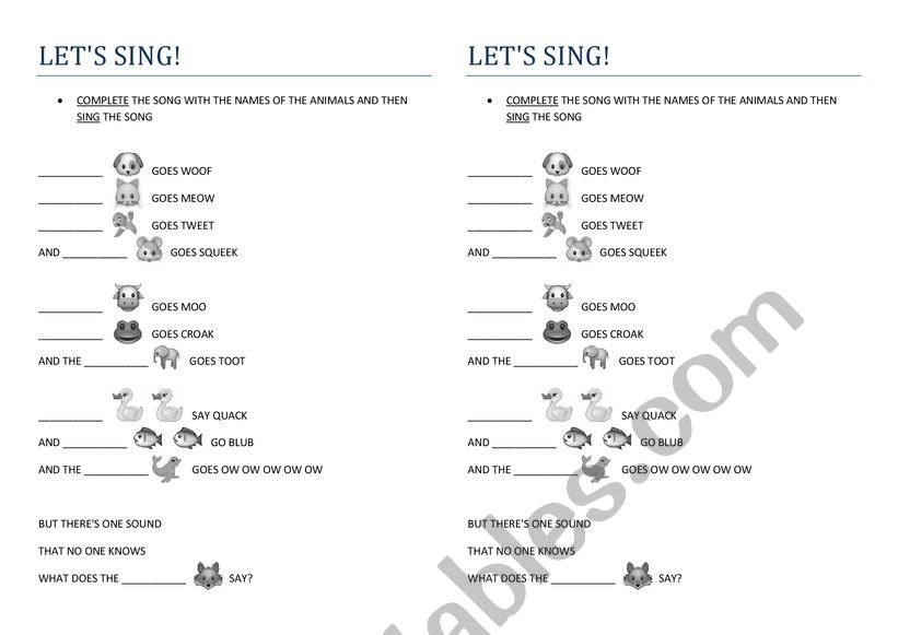 What does the fox say? worksheet