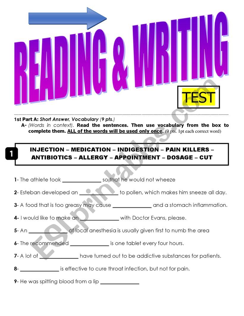 READING TEST worksheet