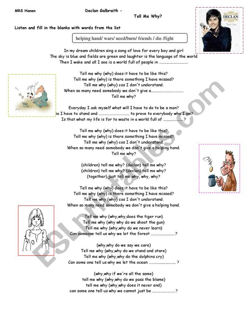 Tell me why - ESL worksheet by Hanen Trabelsi