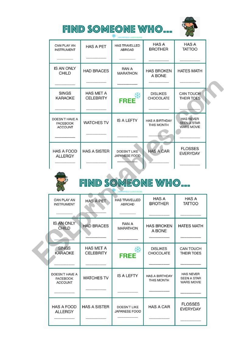 Ice Breaker - Find Someone Who Bingo