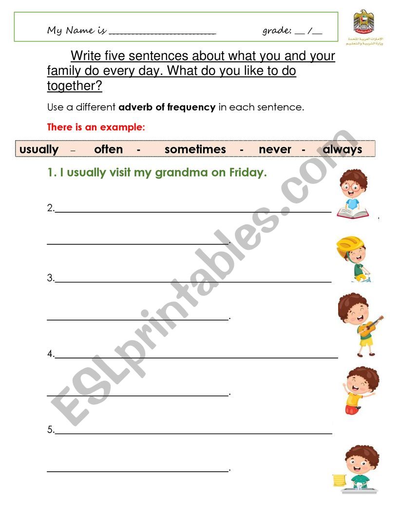 Adverbs worksheet