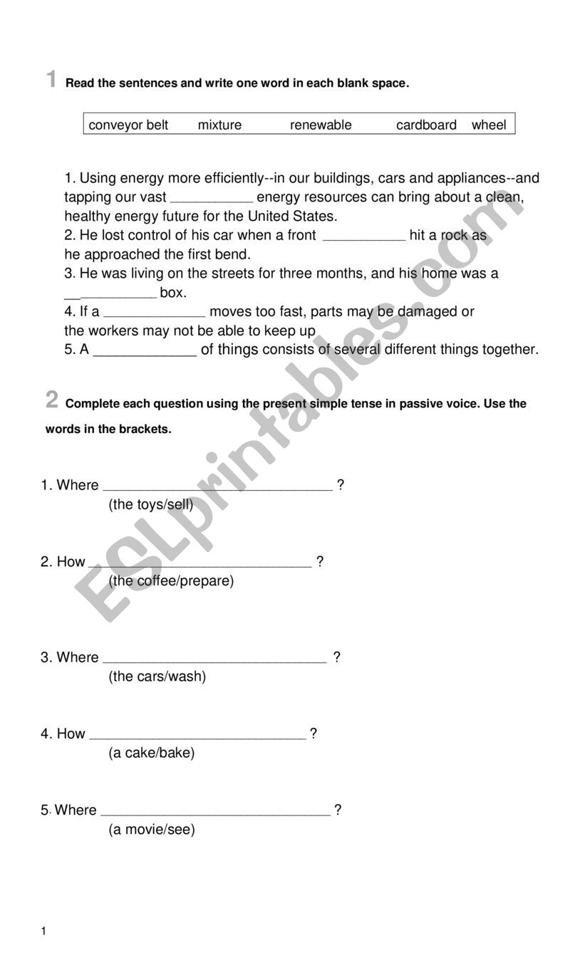 Vocabulary Practice and Passive Voice Form