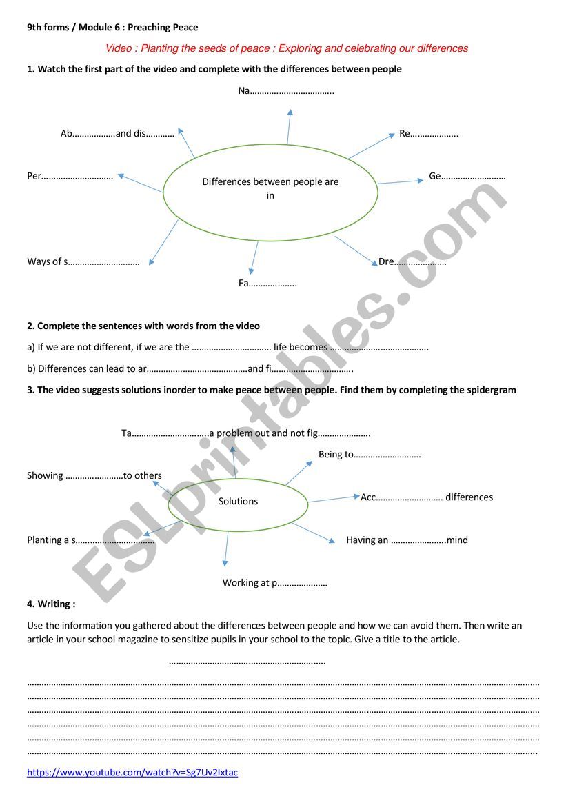 preaching peace worksheet