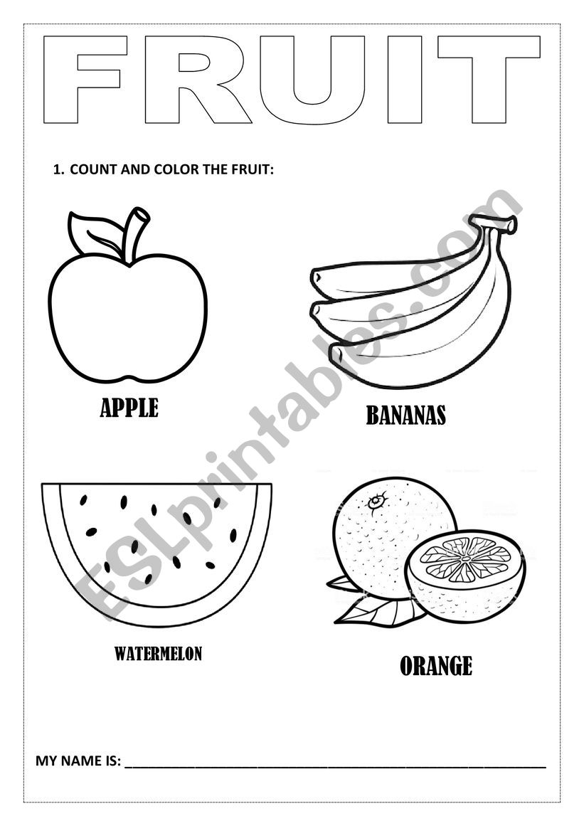 Count and color the fruit worksheet