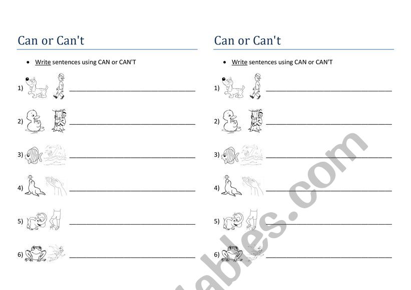 Can or can´t - ESL worksheet by Elisa Hernandez