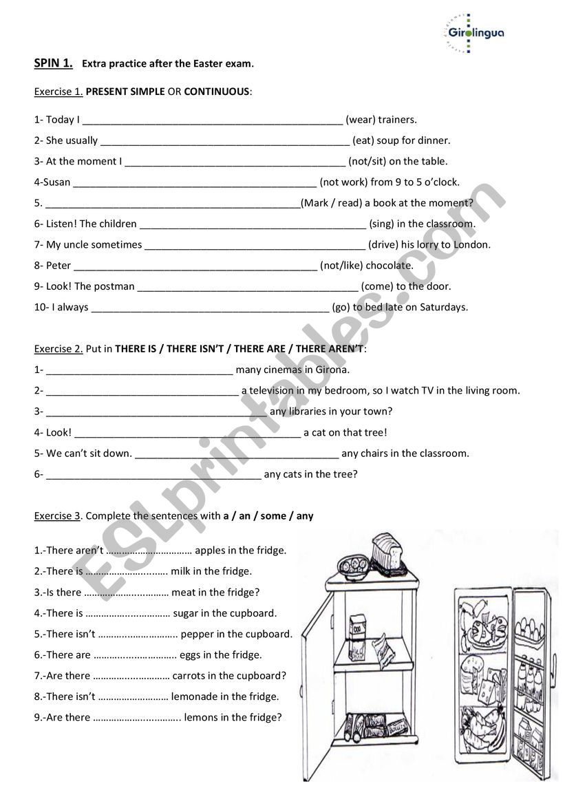 Extra practice after Easter exam for Spin 1