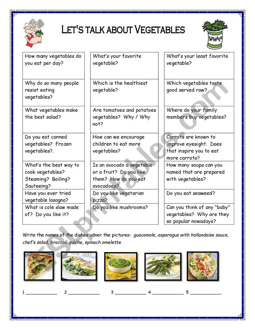 Lets talk about Vegetables worksheet