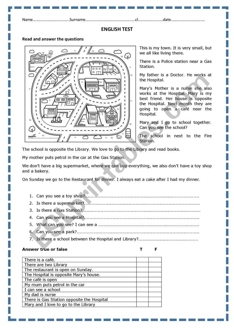 Town worksheet