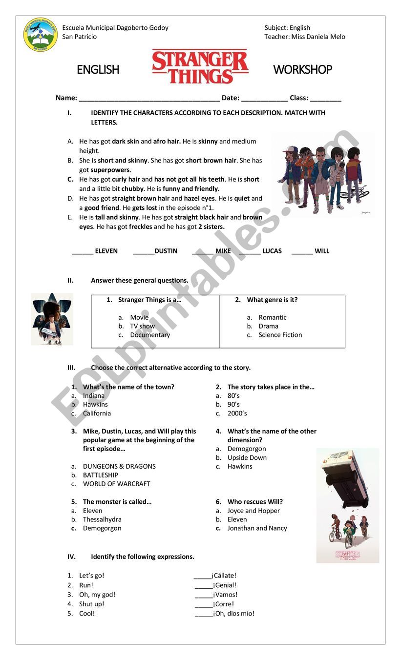 Stranger Things Worksheet worksheet