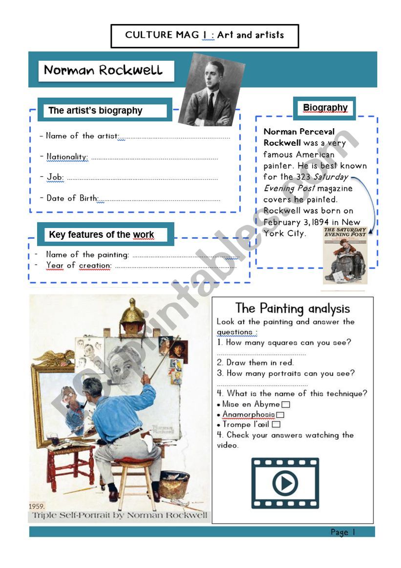 Norman Rockwell worksheet