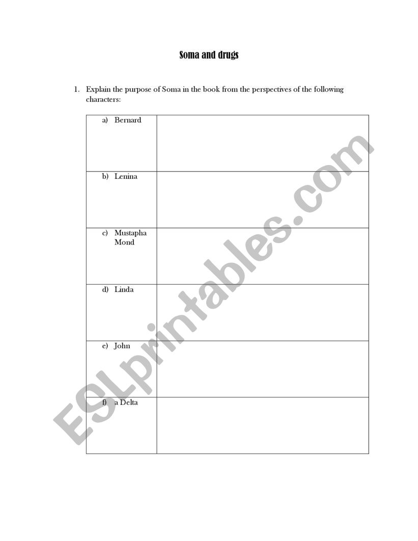 Brave New World worksheet