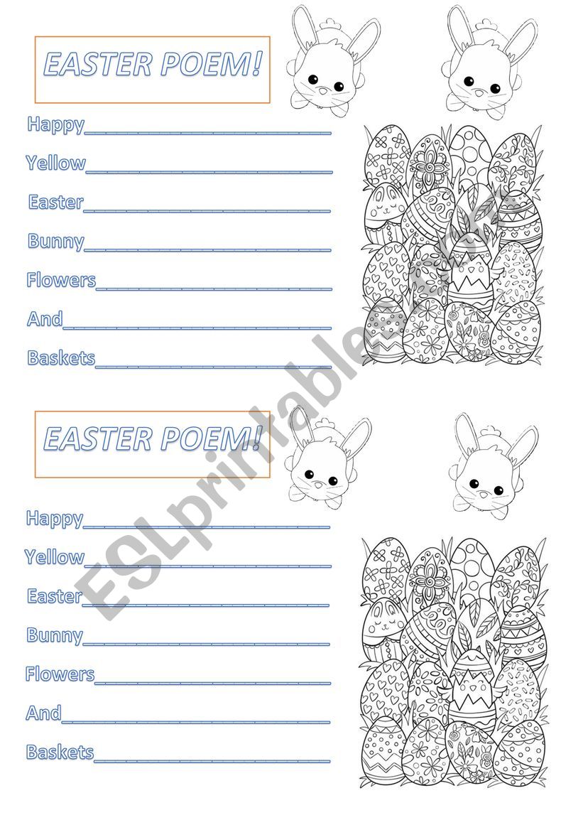 Easter poem/word search worksheet