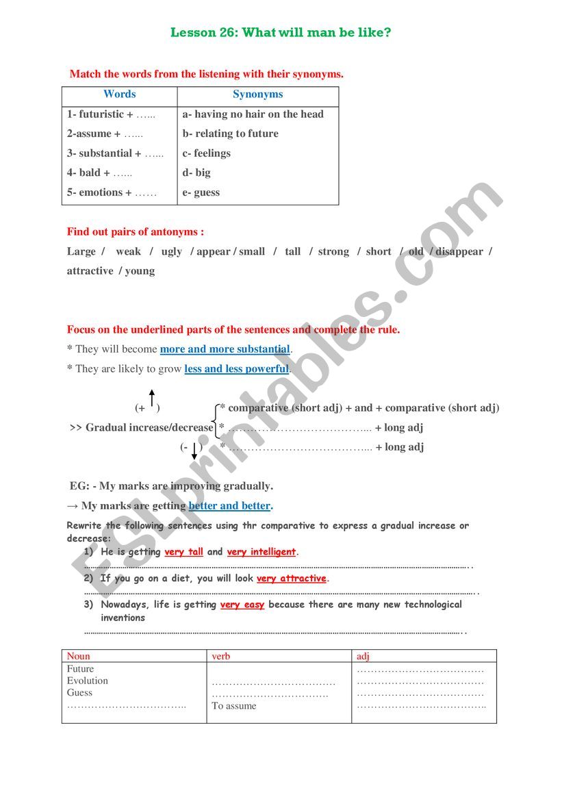 2nd year lesson 26 worksheet