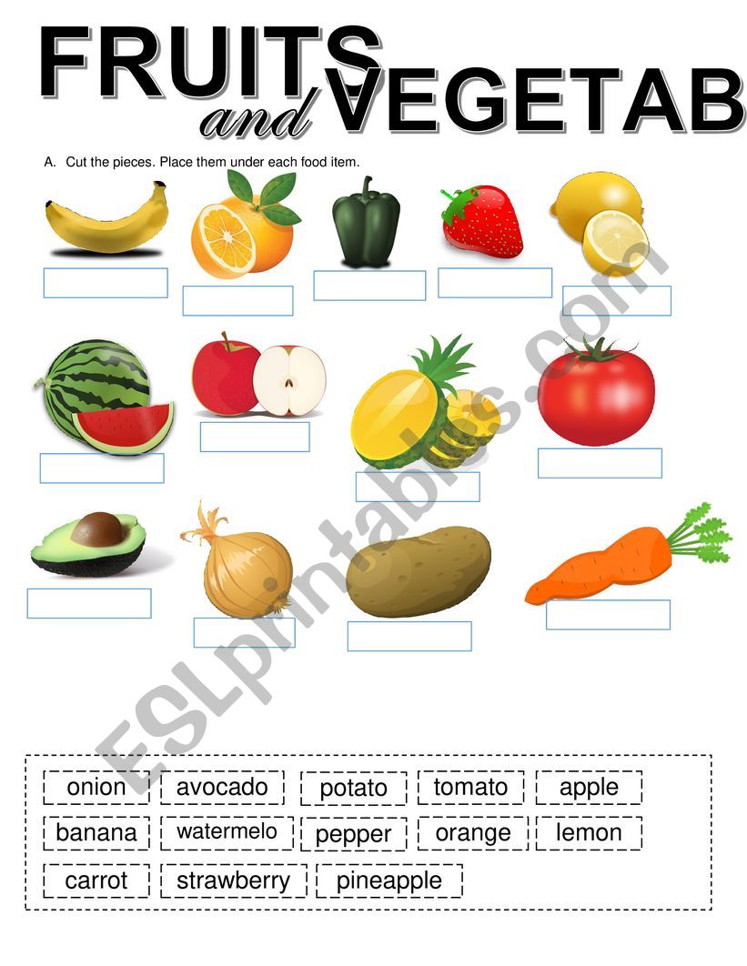 FRUITS AND VEGETABLES worksheet