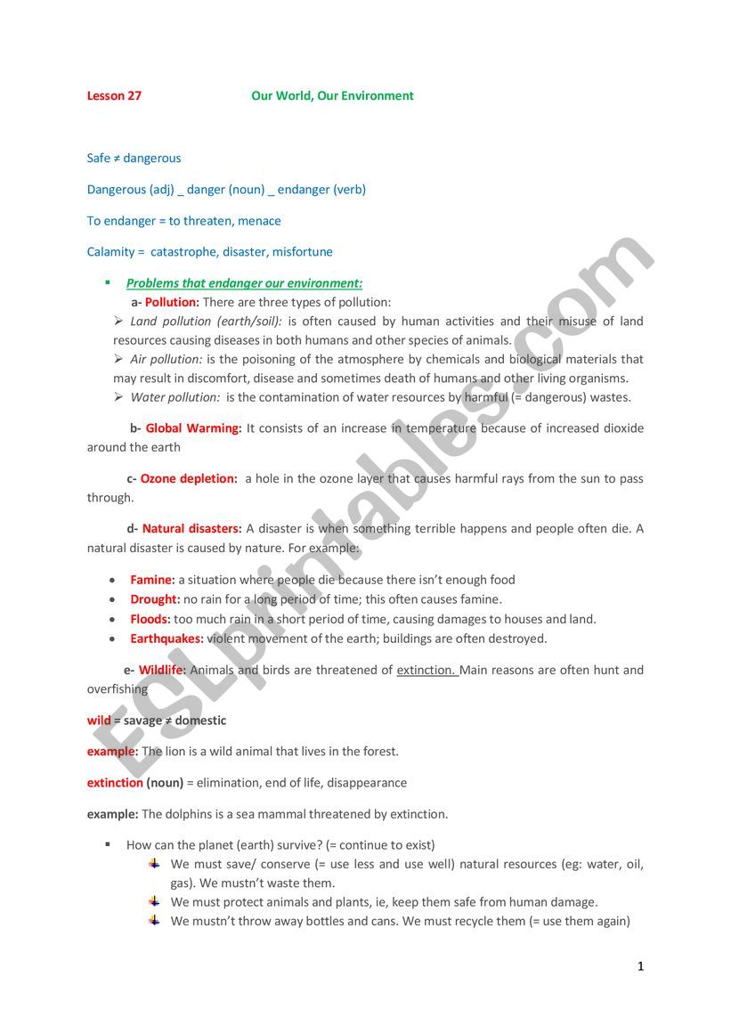 lesson 27 2nd year worksheet