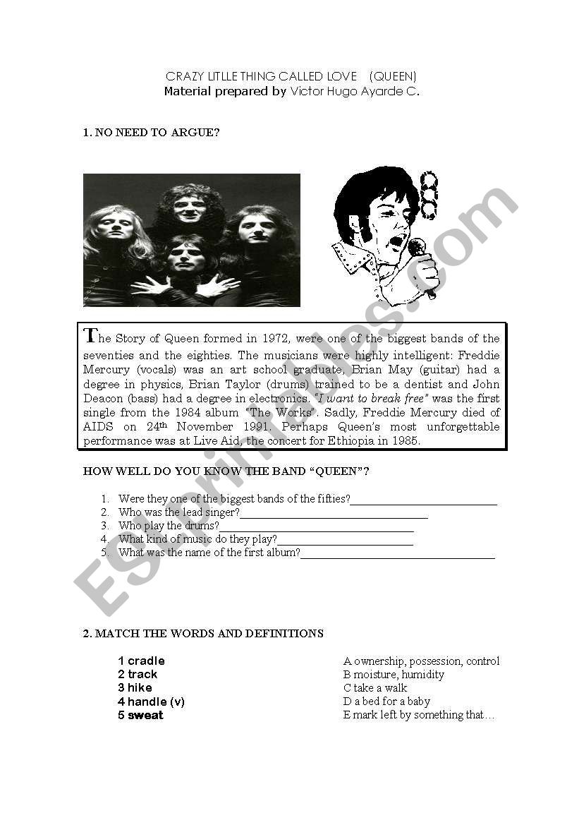 crazy little thing (Queen) worksheet