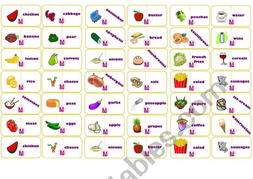 Dominoe Food worksheet