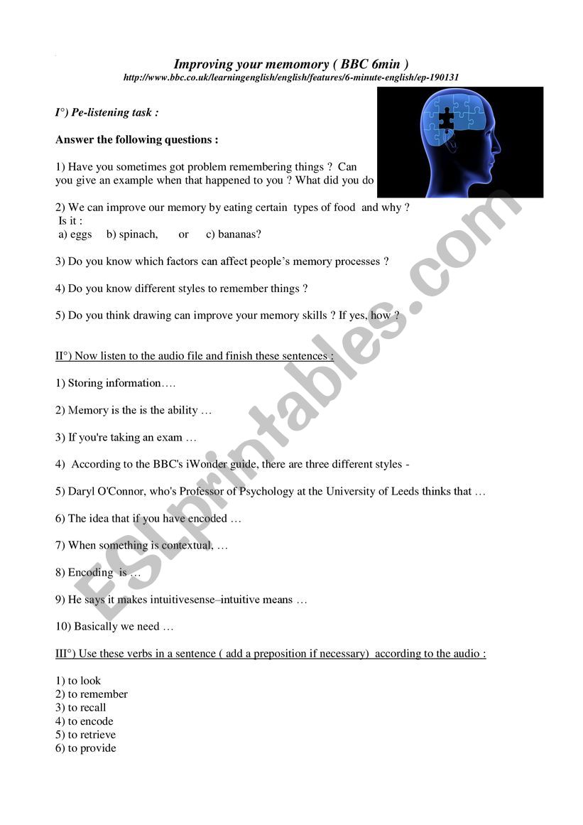 Memory - listening comprehension from BBC 6min 