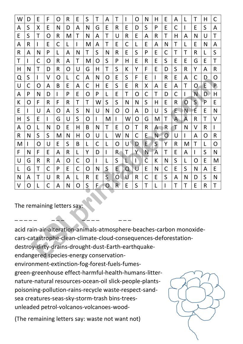 WORDSEARCH: ENVIRONMENT worksheet