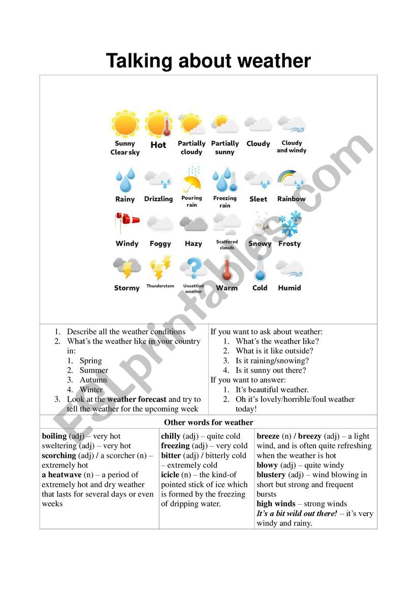 Weather vocabulary worksheet