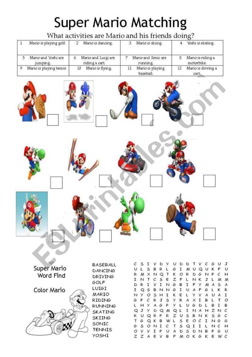 Super Mario Song  worksheet
