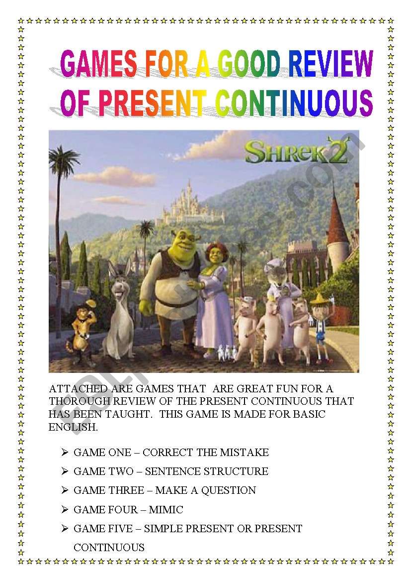 PART THREE GAME FOR PRESENT CONTINUOUS