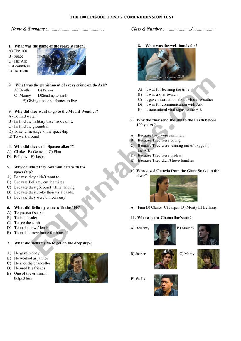 The 100 comprehension exam for episode 1&2