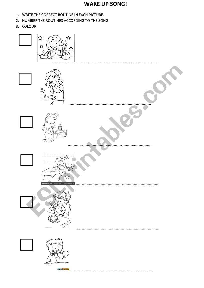 wake up song activity worksheet