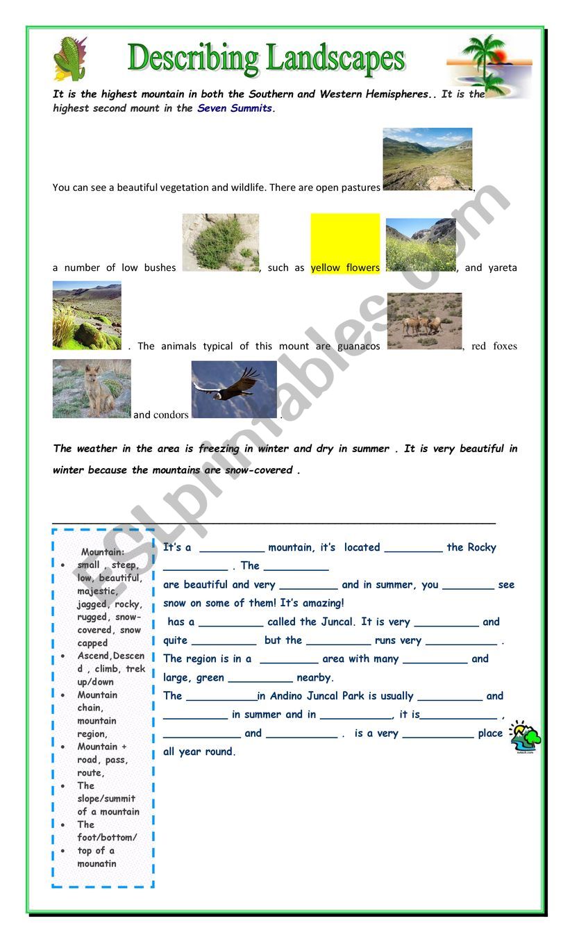 describing the Aconcagua worksheet