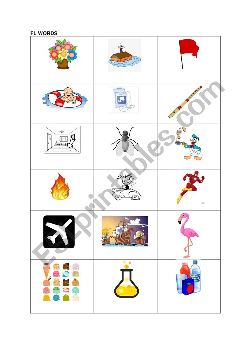 FL beginning words  worksheet