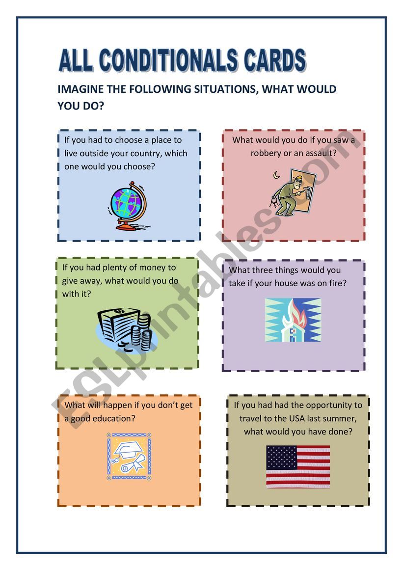 Conditional 2 Speaking cards worksheet