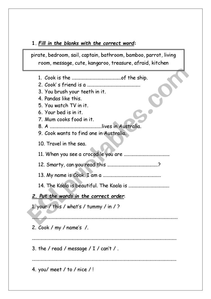 Vocabulary exercises worksheet