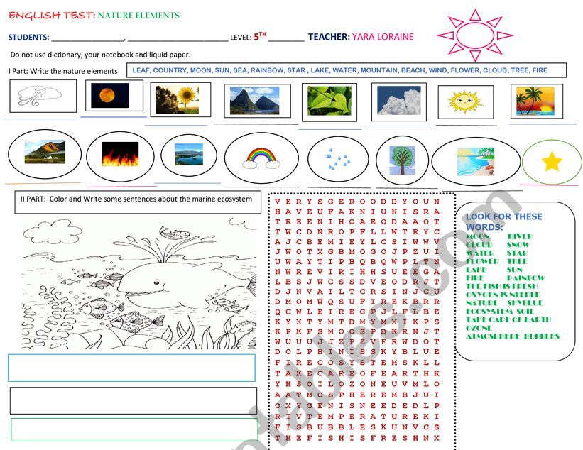 NATURE TEST  worksheet