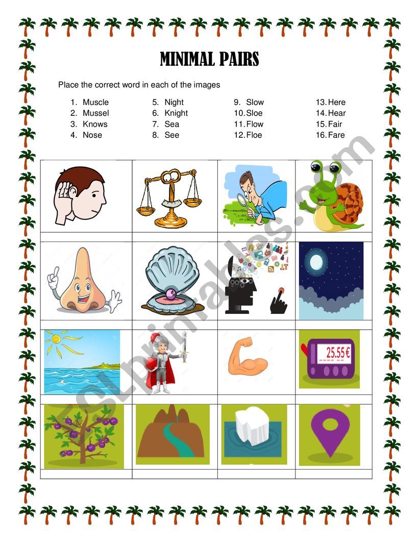 MINIMAL PAIRS worksheet