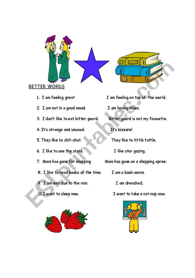 A BETTER WAY TO SAY.. worksheet