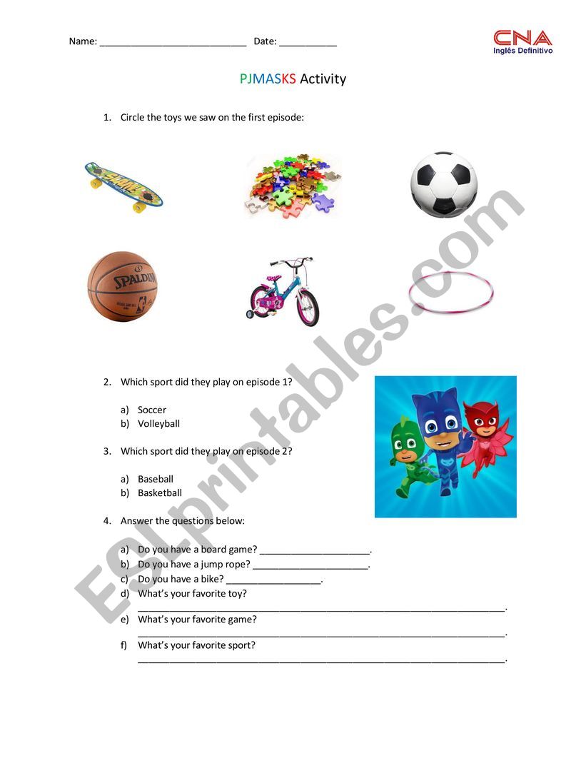 Pj masks worksheet