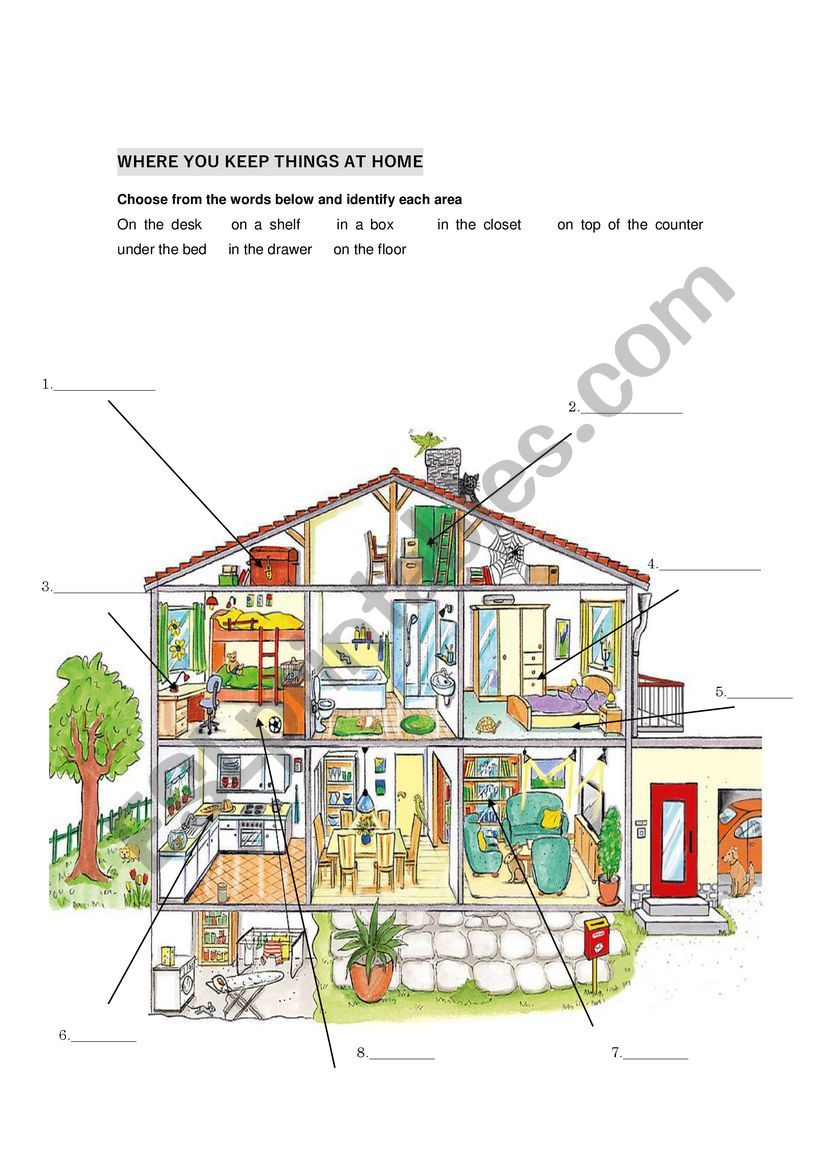 WHERE YOU KEEP THINGS AT HOME worksheet
