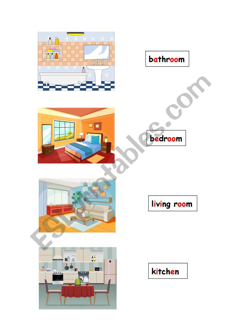 rooms in a house worksheet
