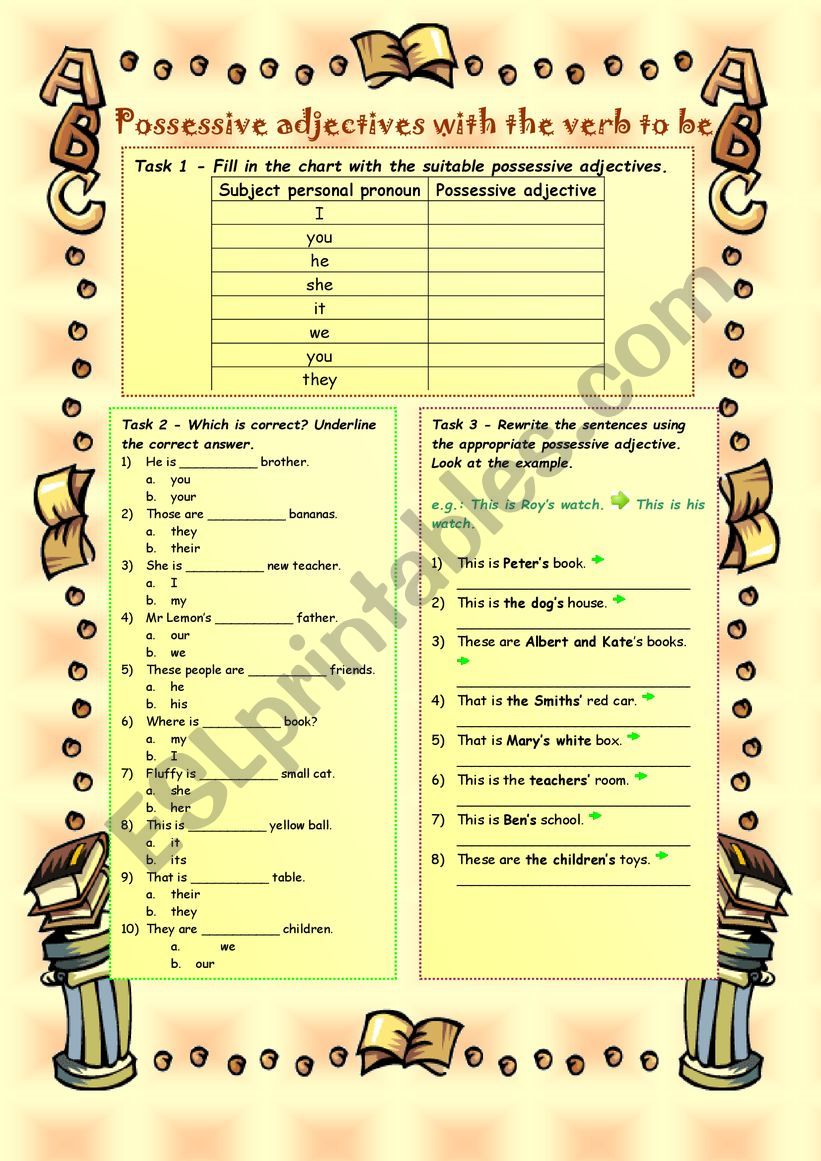 possesive adjective worksheet