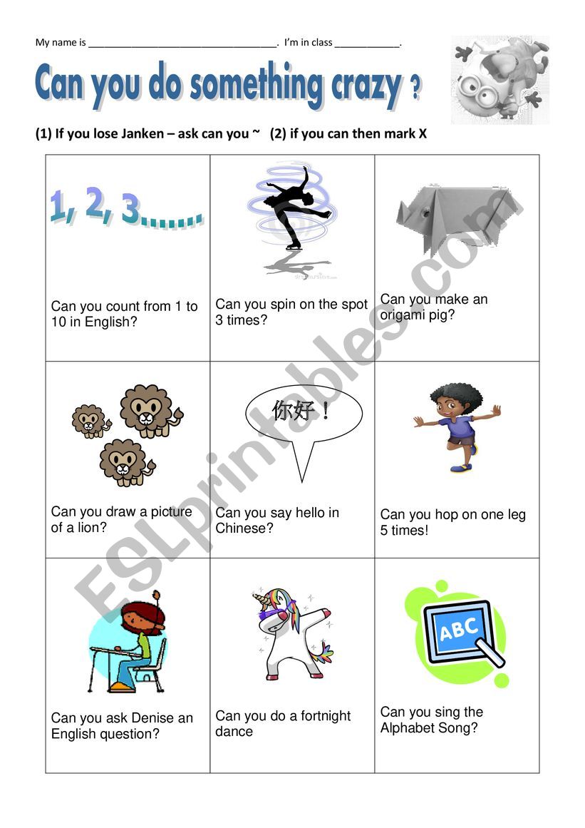 Can you do something crazy  worksheet
