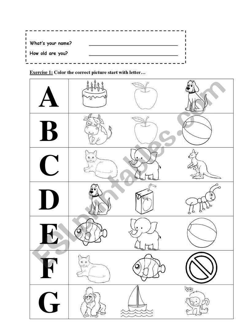 Exercises letters A to N worksheet