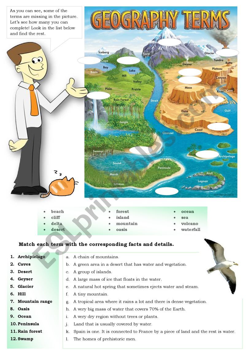 GEOGRAPHICAL FEATURES worksheet