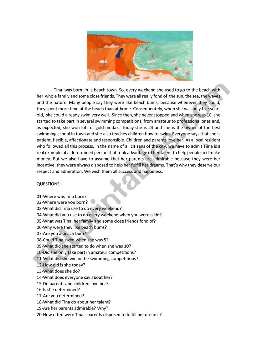 About Tina worksheet