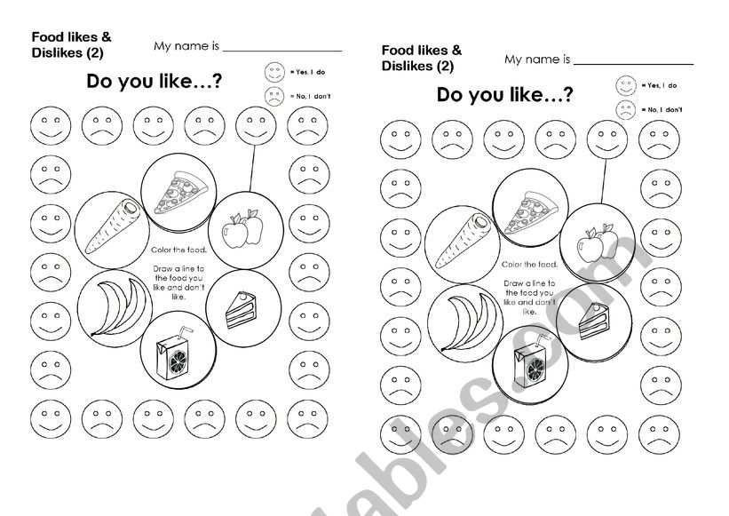 like and dislikes worksheet